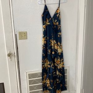 Blue floral high low dress